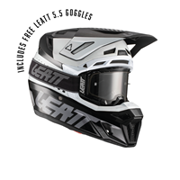 HELMET MOTO 8.5 V22 BLACK/WHITE LARGE (59-60CM) INCLUDES 5.5 GOGGLE + HELMET BAG